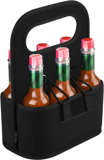 6-bottle Carrier for Hot Sauce Bottles, Holds Standard 5oz Bottles, Condiment Holder for Oil, Sauces, Vodka, Ketchup, Tabasco, Honey for the Hot Sauce Lover Fan, Holder Only