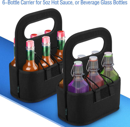 6-bottle Carrier for Hot Sauce Bottles, Holds Standard 5oz Bottles, Condiment Holder for Oil, Sauces, Vodka, Ketchup, Tabasco, Honey for the Hot Sauce Lover Fan, Holder Only