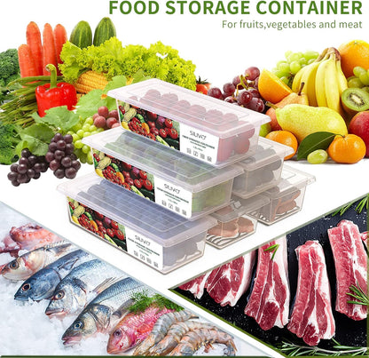 1.5L Fruit Storage Containers for Fridge with Removable Drain Tray