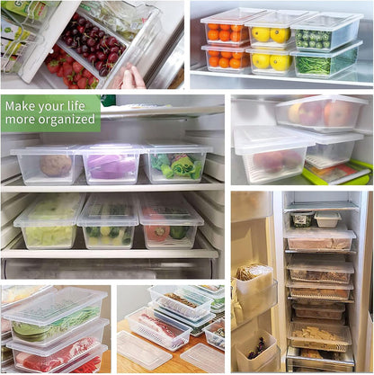 1.5L Fruit Storage Containers for Fridge with Removable Drain Tray