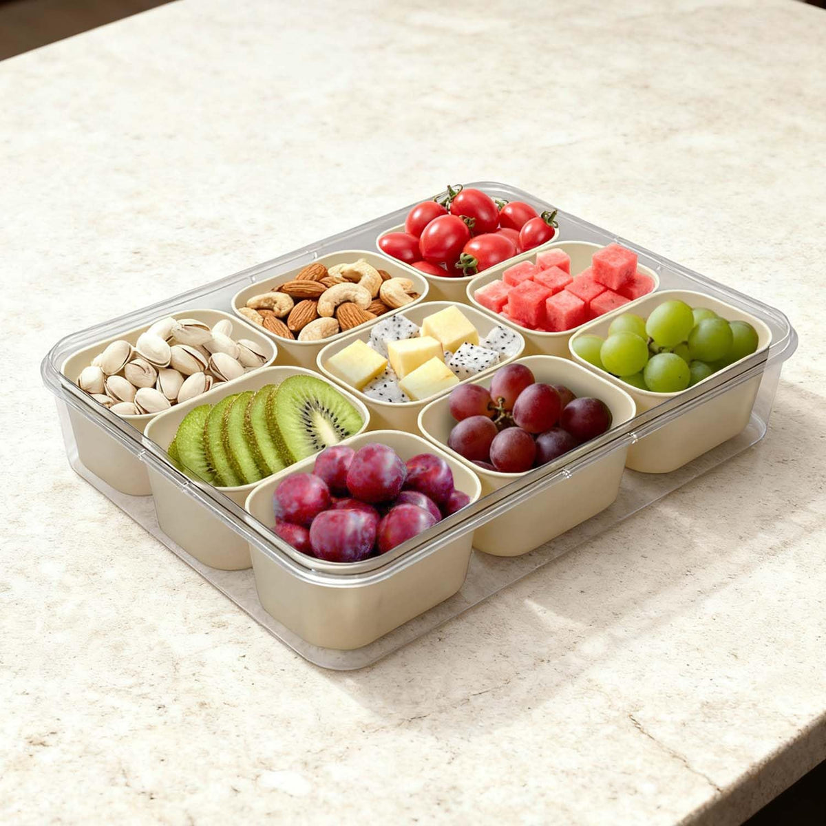 1.5L Fruit Storage Containers for Fridge with Removable Drain Tray
