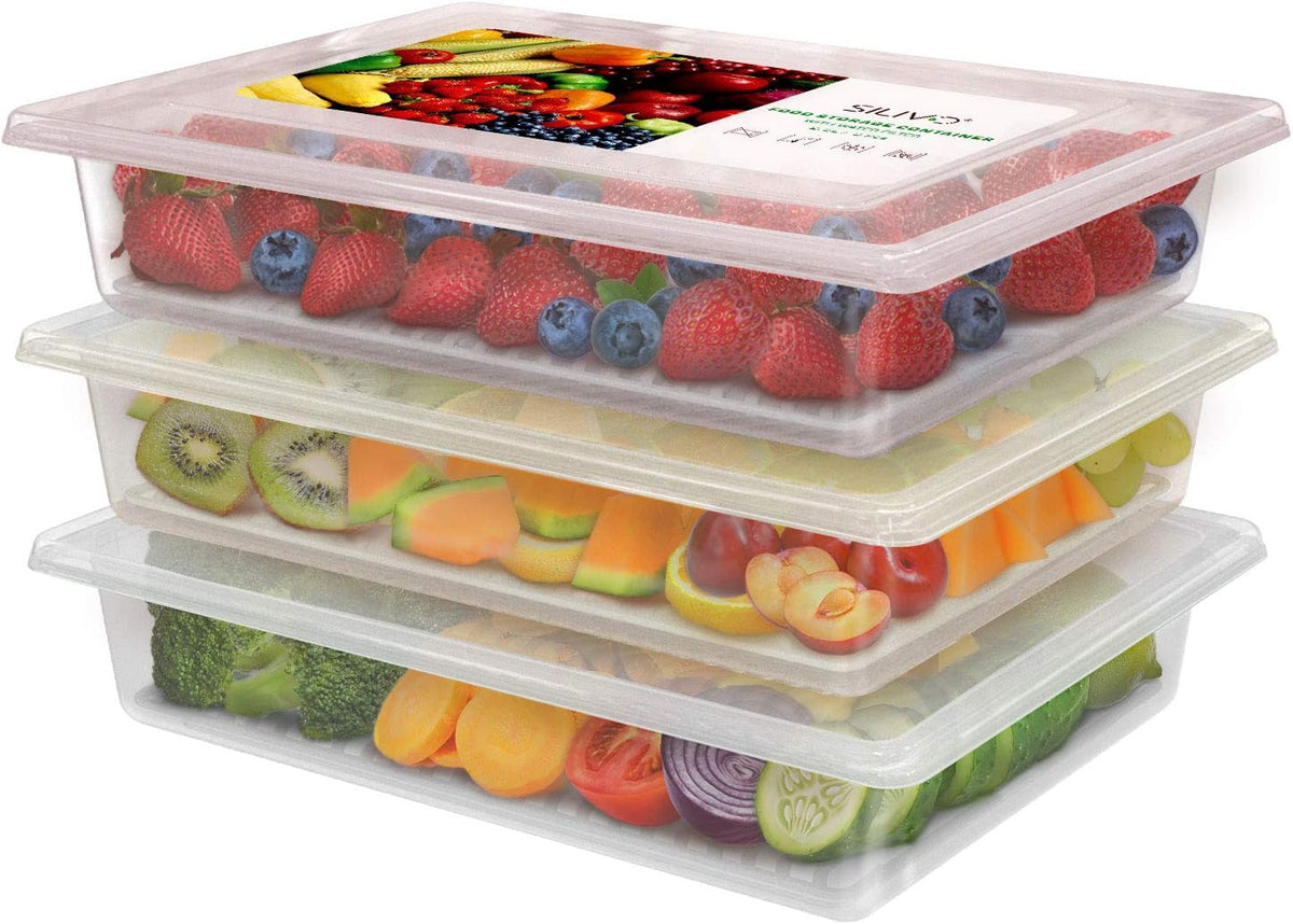 1.5L Fruit Storage Containers for Fridge with Removable Drain Tray