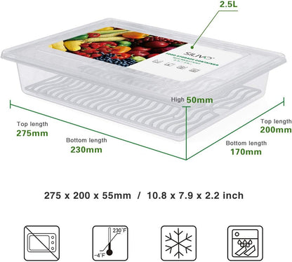 1.5L Fruit Storage Containers for Fridge with Removable Drain Tray
