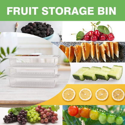 1.5L Fruit Storage Containers for Fridge with Removable Drain Tray