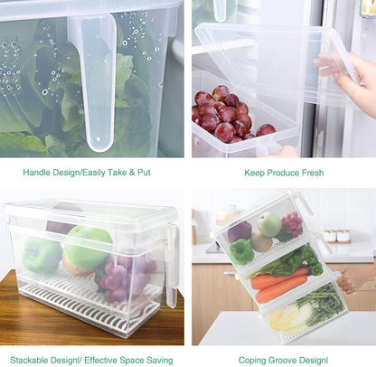 1.5L Fruit Storage Containers for Fridge with Removable Drain Tray
