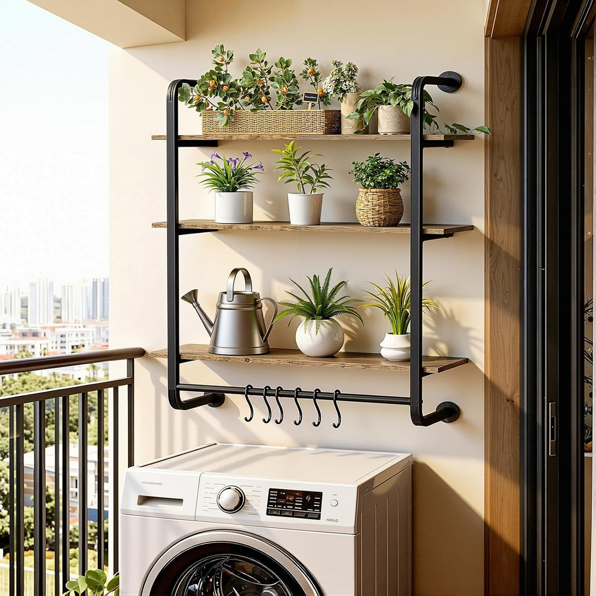 3 Tier Industrial Pipe Floating Shelf, 24" Kitchen Wall Shelves
