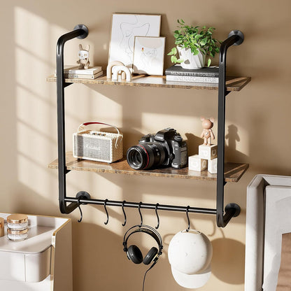 3 Tier Industrial Pipe Floating Shelf, 24" Kitchen Wall Shelves