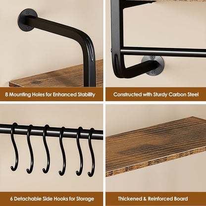 3 Tier Industrial Pipe Floating Shelf, 24" Kitchen Wall Shelves