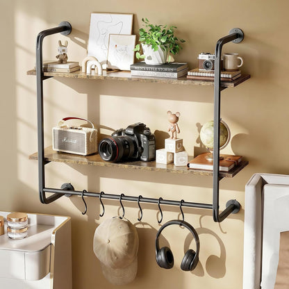 3 Tier Industrial Pipe Floating Shelf, 24" Kitchen Wall Shelves