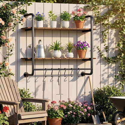 3 Tier Industrial Pipe Floating Shelf, 24" Kitchen Wall Shelves
