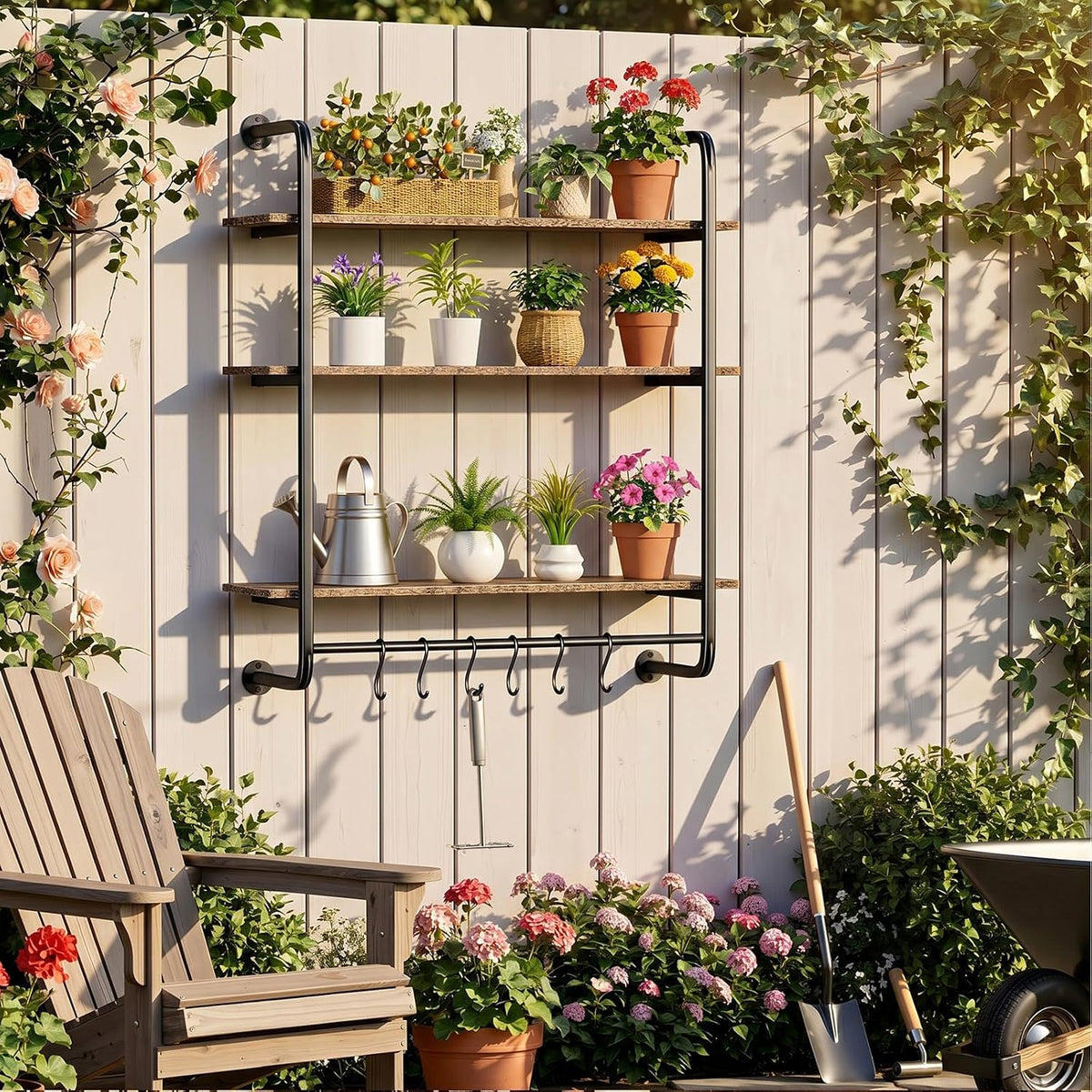 3 Tier Industrial Pipe Floating Shelf, 24" Kitchen Wall Shelves