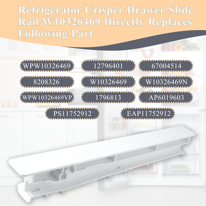 W10326469 Center Drawer Slide Rail fit for Whirlpool Refrigerator Replaces 67004514,8208326,wpw10326469,12796401,W10326469 by prime&swift