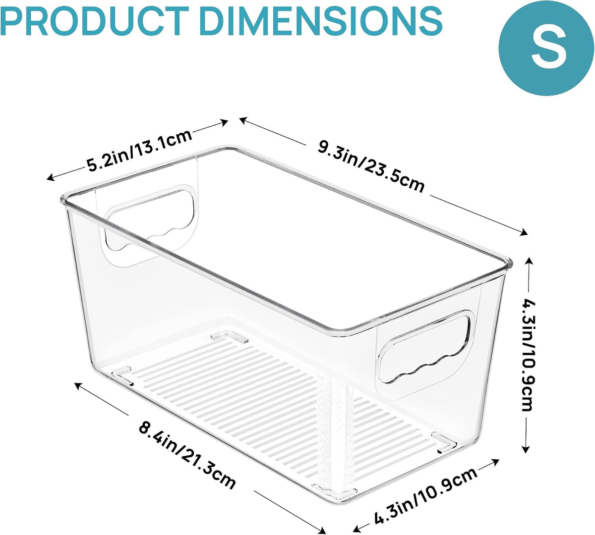 6 Pack Clear Storage Bins, Pantry Storage Bins with Handle, XL | Plastic Pantry Organizer Containers for Kitchen, Refrigerator, Fridge, Cabinet, Countertops, Home Organization and Storage