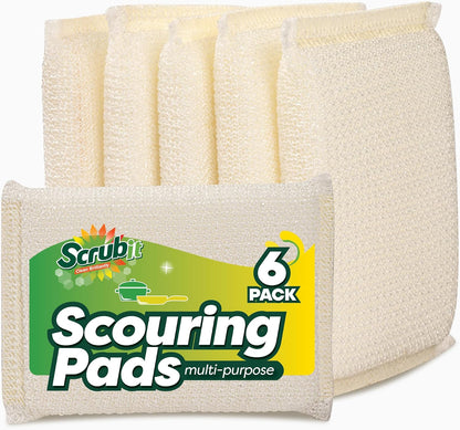 6 Scrub Sponges Kitchen , Multi-Purpose Scouring Pads, Non-Scratch Cleaning Sponges for Dishes, Pots & Non-Stick Cookware - Long Lasting Dish Scrubbers for Kitchen, Bathroom & More