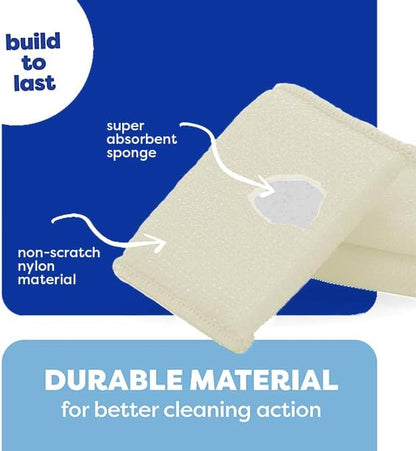 6 Scrub Sponges Kitchen , Multi-Purpose Scouring Pads, Non-Scratch Cleaning Sponges for Dishes, Pots & Non-Stick Cookware - Long Lasting Dish Scrubbers for Kitchen, Bathroom & More