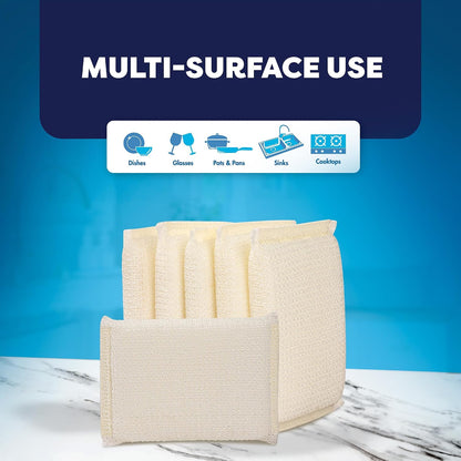 6 Scrub Sponges Kitchen , Multi-Purpose Scouring Pads, Non-Scratch Cleaning Sponges for Dishes, Pots & Non-Stick Cookware - Long Lasting Dish Scrubbers for Kitchen, Bathroom & More