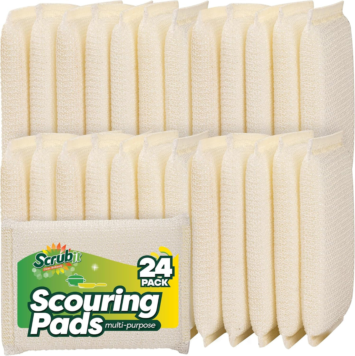 6 Scrub Sponges Kitchen , Multi-Purpose Scouring Pads, Non-Scratch Cleaning Sponges for Dishes, Pots & Non-Stick Cookware - Long Lasting Dish Scrubbers for Kitchen, Bathroom & More