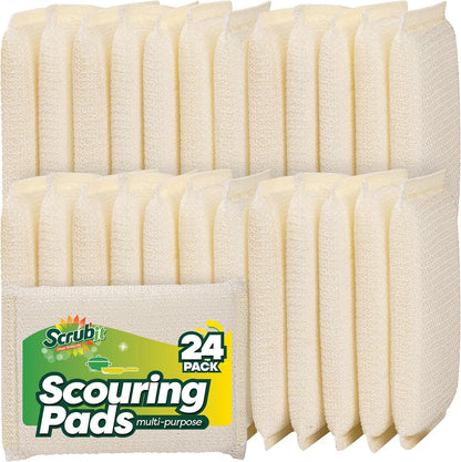 6 Scrub Sponges Kitchen , Multi-Purpose Scouring Pads, Non-Scratch Cleaning Sponges for Dishes, Pots & Non-Stick Cookware - Long Lasting Dish Scrubbers for Kitchen, Bathroom & More