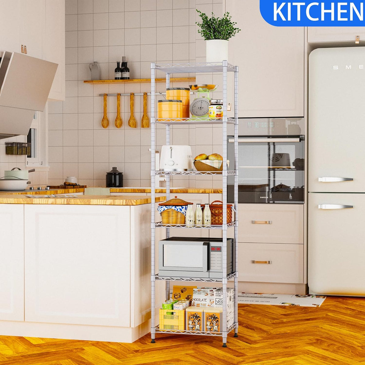 6 Wire Shelving Steel Storage Rack Adjustable Unit Shelves for Laundry Bathroom Kitchen Pantry Closet(Silver, 11.7" D x 16.8" W x 63" H)