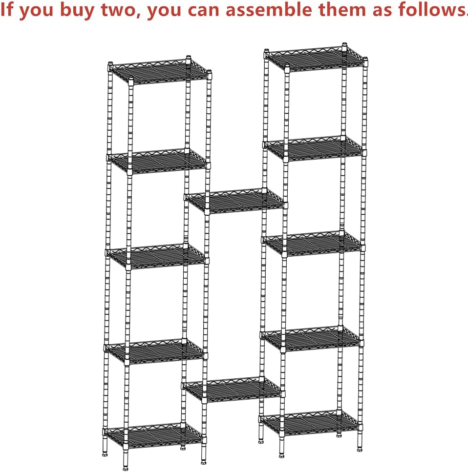 6 Wire Shelving Steel Storage Rack Adjustable Unit Shelves for Laundry Bathroom Kitchen Pantry Closet(Silver, 11.7" D x 16.8" W x 63" H)