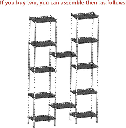 6 Wire Shelving Steel Storage Rack Adjustable Unit Shelves for Laundry Bathroom Kitchen Pantry Closet(Silver, 11.7" D x 16.8" W x 63" H)