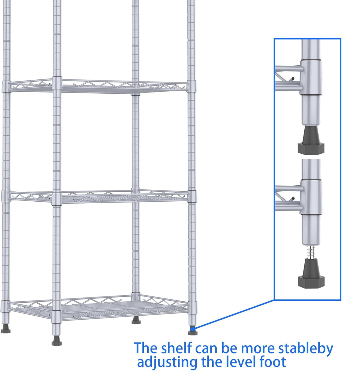 6 Wire Shelving Steel Storage Rack Adjustable Unit Shelves for Laundry Bathroom Kitchen Pantry Closet(Silver, 11.7" D x 16.8" W x 63" H)