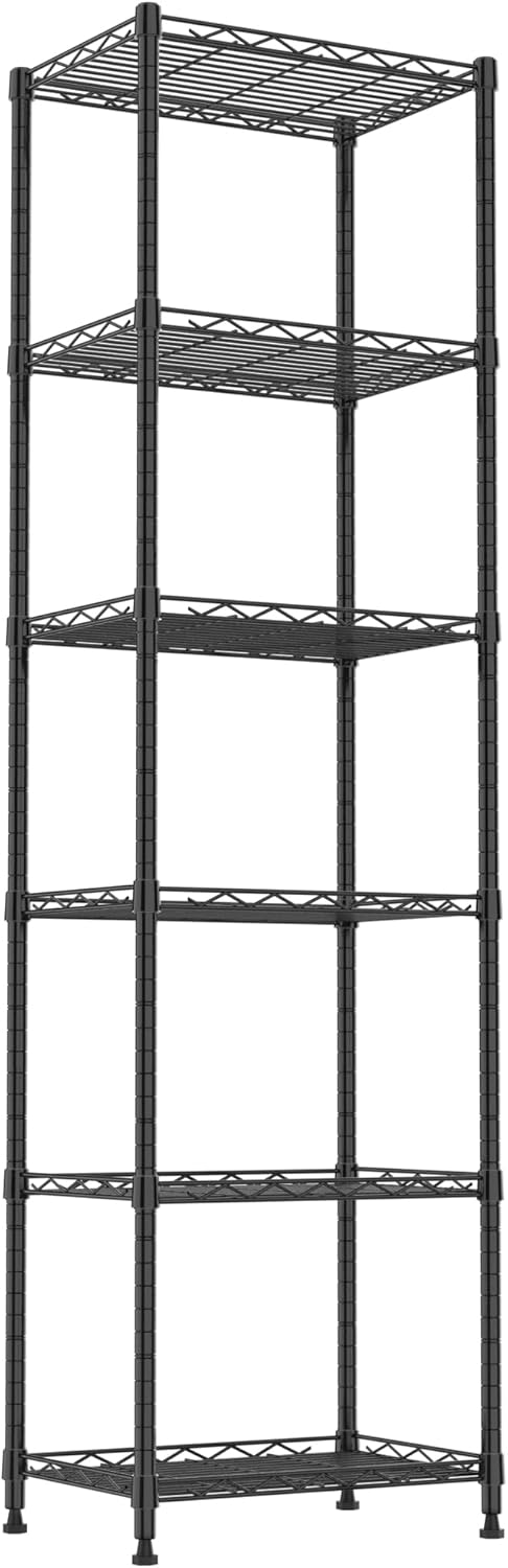 6 Wire Shelving Steel Storage Rack Adjustable Unit Shelves for Laundry Bathroom Kitchen Pantry Closet(Silver, 11.7" D x 16.8" W x 63" H)
