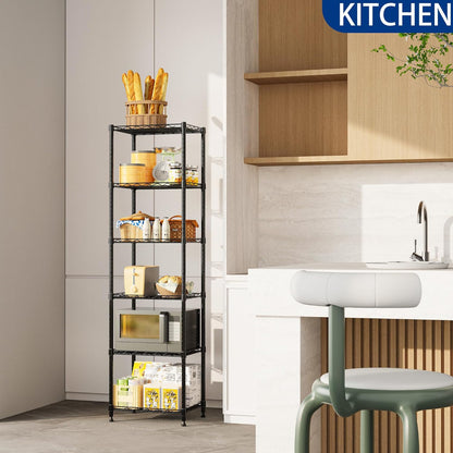 6 Wire Shelving Steel Storage Rack Adjustable Unit Shelves for Laundry Bathroom Kitchen Pantry Closet(Silver, 11.7" D x 16.8" W x 63" H)