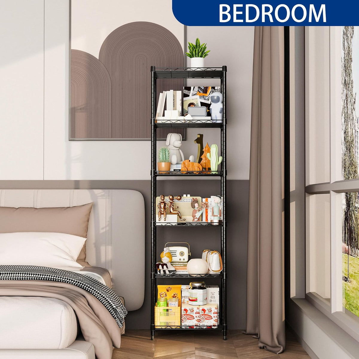 6 Wire Shelving Steel Storage Rack Adjustable Unit Shelves for Laundry Bathroom Kitchen Pantry Closet(Silver, 11.7" D x 16.8" W x 63" H)