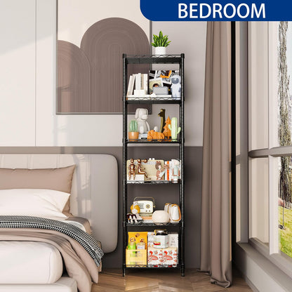 6 Wire Shelving Steel Storage Rack Adjustable Unit Shelves for Laundry Bathroom Kitchen Pantry Closet(Silver, 11.7" D x 16.8" W x 63" H)
