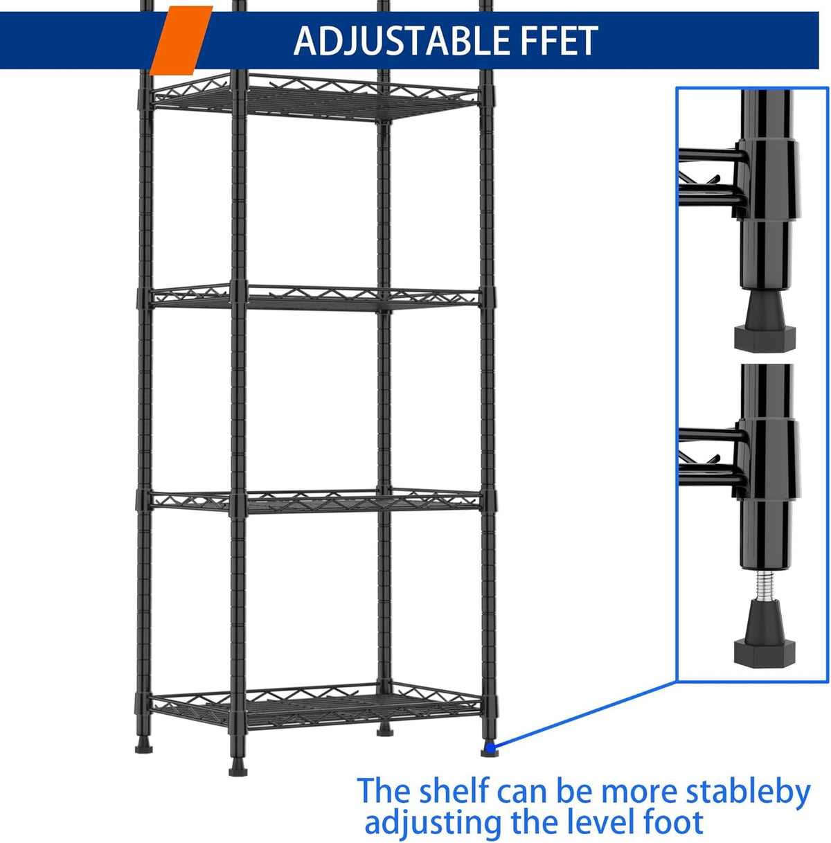 6 Wire Shelving Steel Storage Rack Adjustable Unit Shelves for Laundry Bathroom Kitchen Pantry Closet(Silver, 11.7" D x 16.8" W x 63" H)