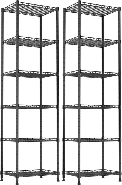 6 Wire Shelving Steel Storage Rack Adjustable Unit Shelves for Laundry Bathroom Kitchen Pantry Closet(Silver, 11.7" D x 16.8" W x 63" H)