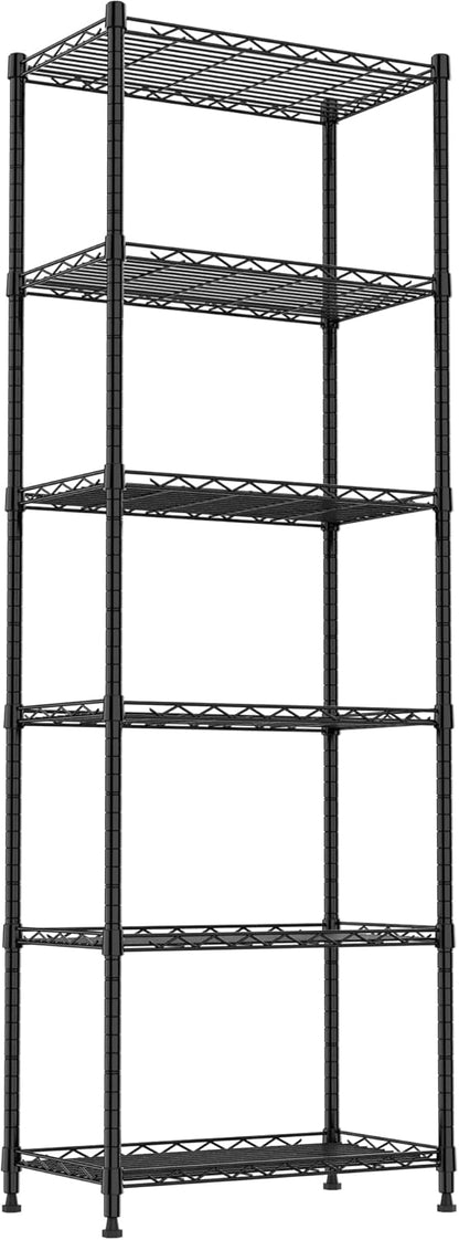 6 Wire Shelving Steel Storage Rack Adjustable Unit Shelves for Laundry Bathroom Kitchen Pantry Closet(Silver, 11.7" D x 16.8" W x 63" H)
