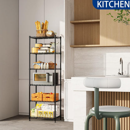 6 Wire Shelving Steel Storage Rack Adjustable Unit Shelves for Laundry Bathroom Kitchen Pantry Closet(Silver, 11.7" D x 16.8" W x 63" H)