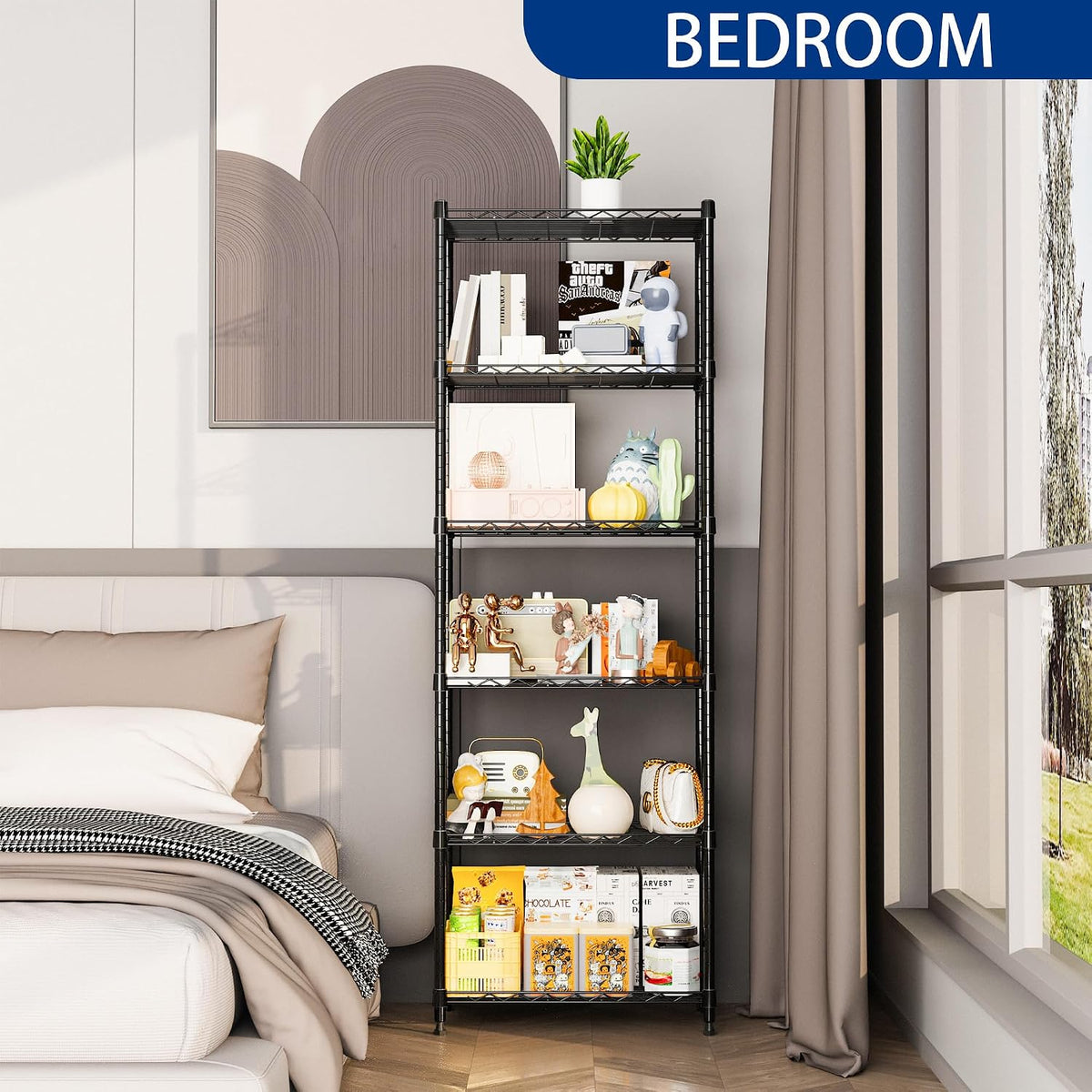 6 Wire Shelving Steel Storage Rack Adjustable Unit Shelves for Laundry Bathroom Kitchen Pantry Closet(Silver, 11.7" D x 16.8" W x 63" H)