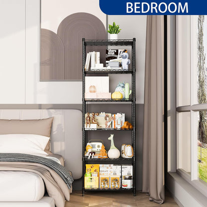 6 Wire Shelving Steel Storage Rack Adjustable Unit Shelves for Laundry Bathroom Kitchen Pantry Closet(Silver, 11.7" D x 16.8" W x 63" H)