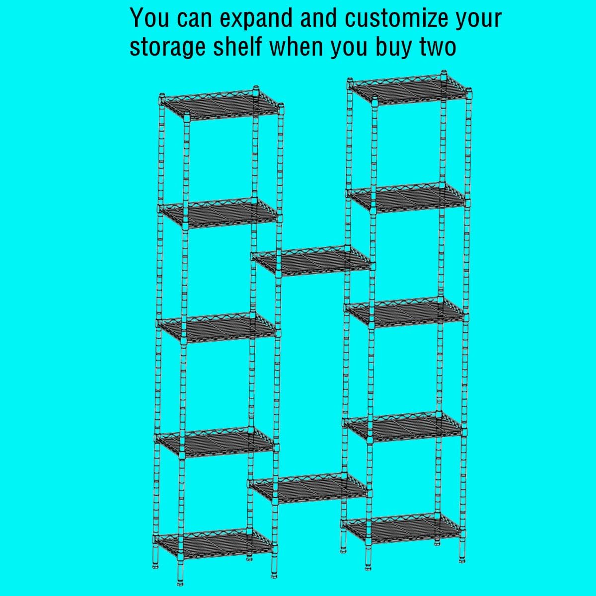 6 Wire Shelving Steel Storage Rack Adjustable Unit Shelves for Laundry Bathroom Kitchen Pantry Closet(Silver, 11.7" D x 16.8" W x 63" H)