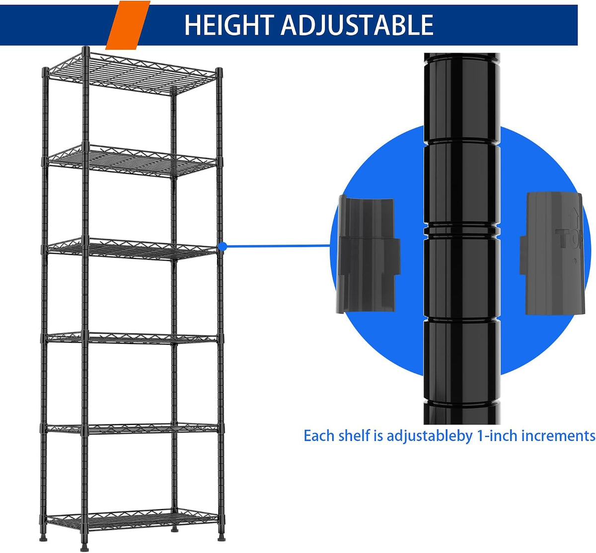 6 Wire Shelving Steel Storage Rack Adjustable Unit Shelves for Laundry Bathroom Kitchen Pantry Closet(Silver, 11.7" D x 16.8" W x 63" H)