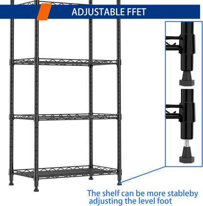 6 Wire Shelving Steel Storage Rack Adjustable Unit Shelves for Laundry Bathroom Kitchen Pantry Closet(Silver, 11.7" D x 16.8" W x 63" H)