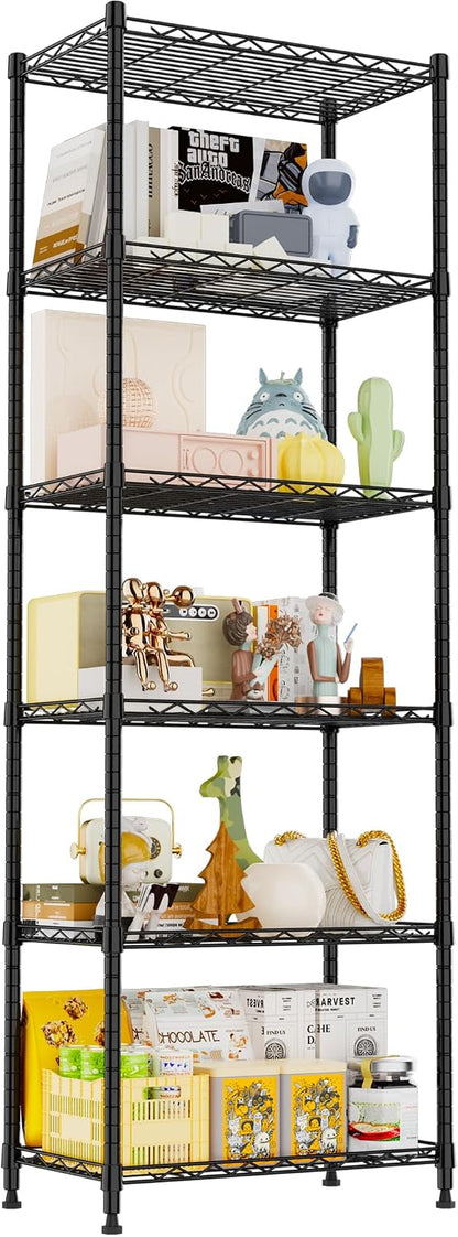 6 Wire Shelving Steel Storage Rack Adjustable Unit Shelves for Laundry Bathroom Kitchen Pantry Closet(Silver, 11.7" D x 16.8" W x 63" H)