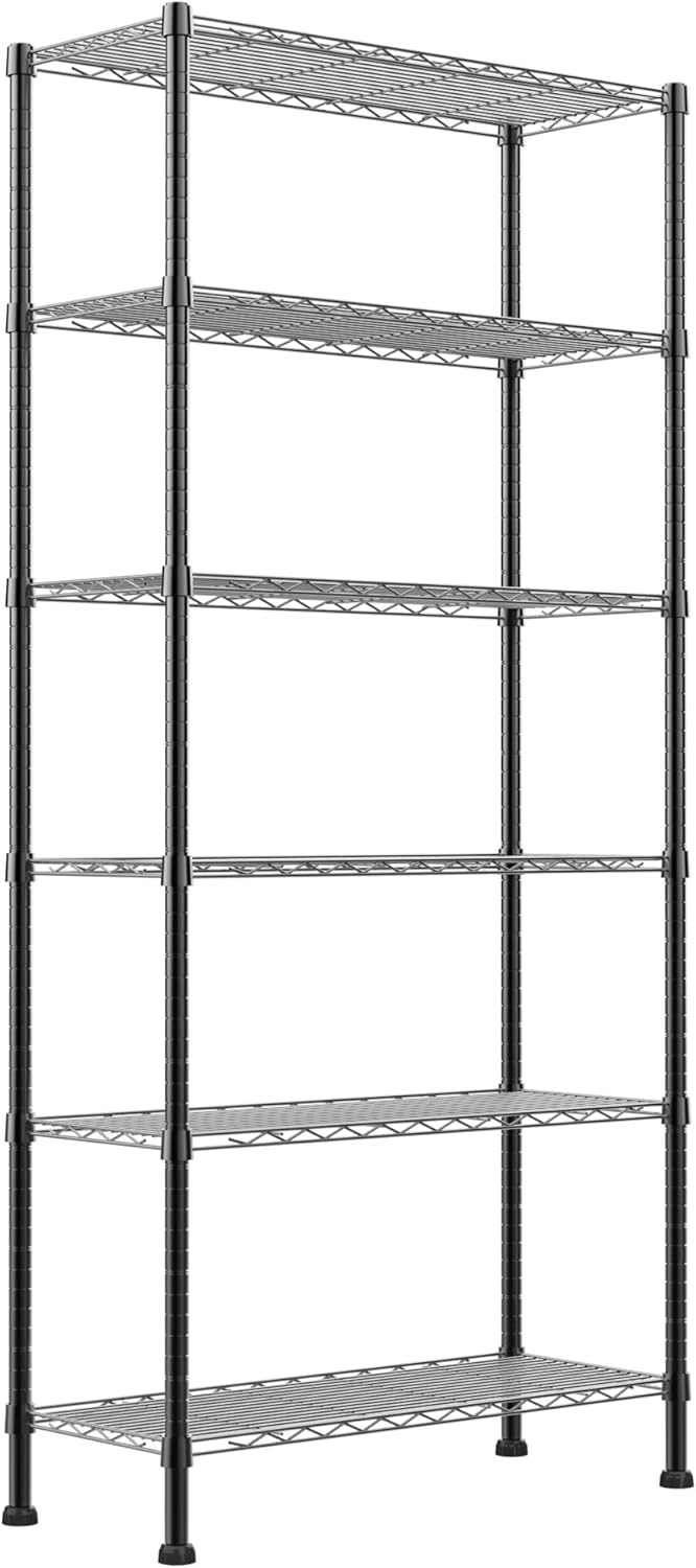 6 Wire Shelving Steel Storage Rack Adjustable Unit Shelves for Laundry Bathroom Kitchen Pantry Closet(Silver, 11.7" D x 16.8" W x 63" H)