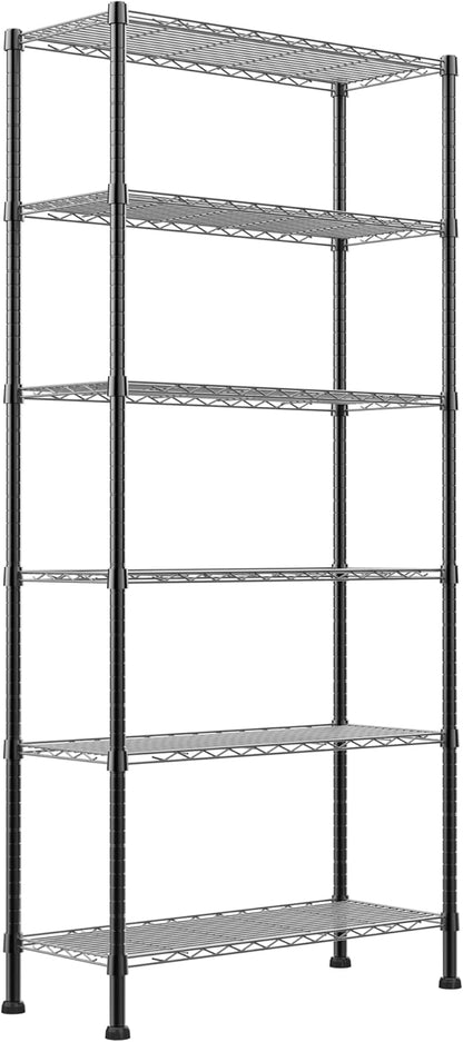 6 Wire Shelving Steel Storage Rack Adjustable Unit Shelves for Laundry Bathroom Kitchen Pantry Closet(Silver, 11.7" D x 16.8" W x 63" H)