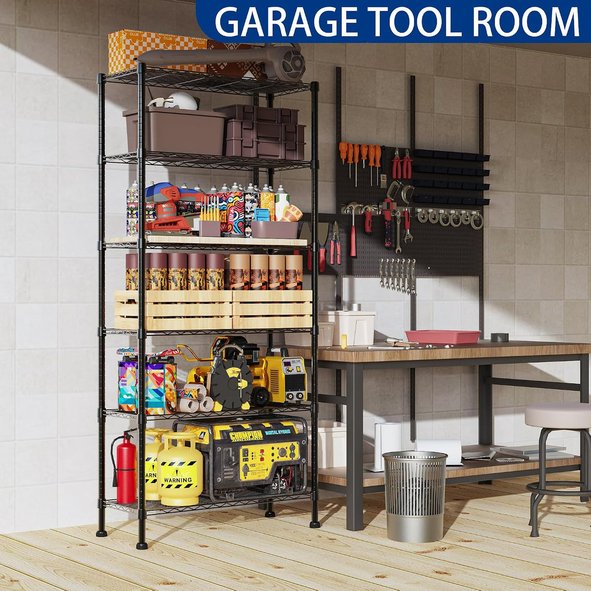 6 Wire Shelving Steel Storage Rack Adjustable Unit Shelves for Laundry Bathroom Kitchen Pantry Closet(Silver, 11.7" D x 16.8" W x 63" H)