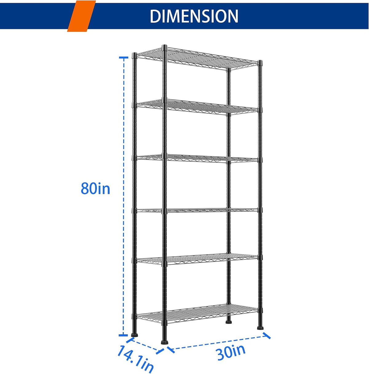 6 Wire Shelving Steel Storage Rack Adjustable Unit Shelves for Laundry Bathroom Kitchen Pantry Closet(Silver, 11.7" D x 16.8" W x 63" H)