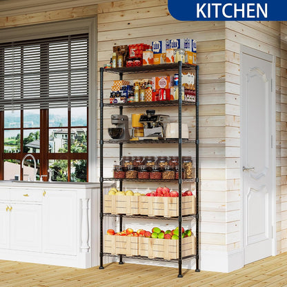 6 Wire Shelving Steel Storage Rack Adjustable Unit Shelves for Laundry Bathroom Kitchen Pantry Closet(Silver, 11.7" D x 16.8" W x 63" H)