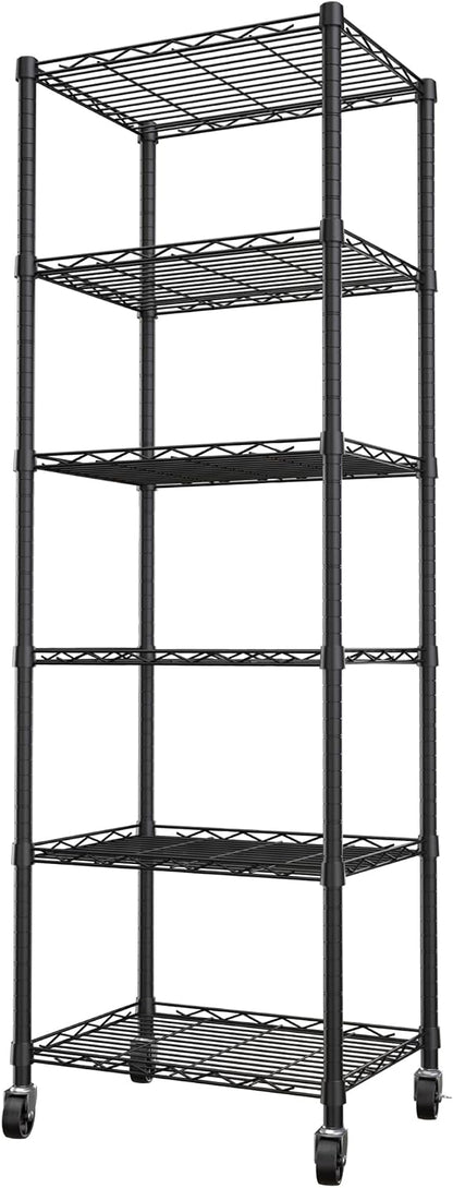 6 Wire Shelving Steel Storage Rack Adjustable Unit Shelves for Laundry Bathroom Kitchen Pantry Closet(Silver, 11.7" D x 16.8" W x 63" H)