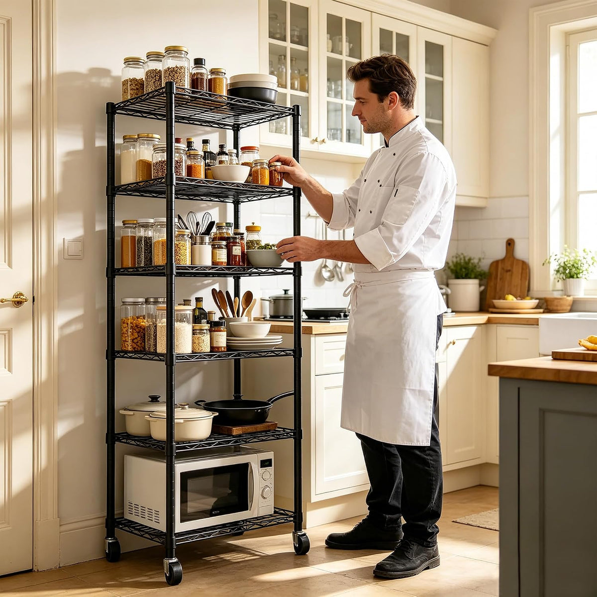 6 Wire Shelving Steel Storage Rack Adjustable Unit Shelves for Laundry Bathroom Kitchen Pantry Closet(Silver, 11.7" D x 16.8" W x 63" H)