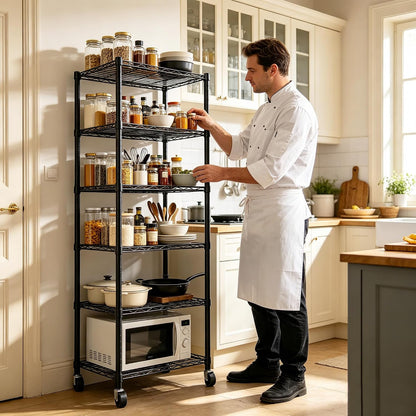 6 Wire Shelving Steel Storage Rack Adjustable Unit Shelves for Laundry Bathroom Kitchen Pantry Closet(Silver, 11.7" D x 16.8" W x 63" H)