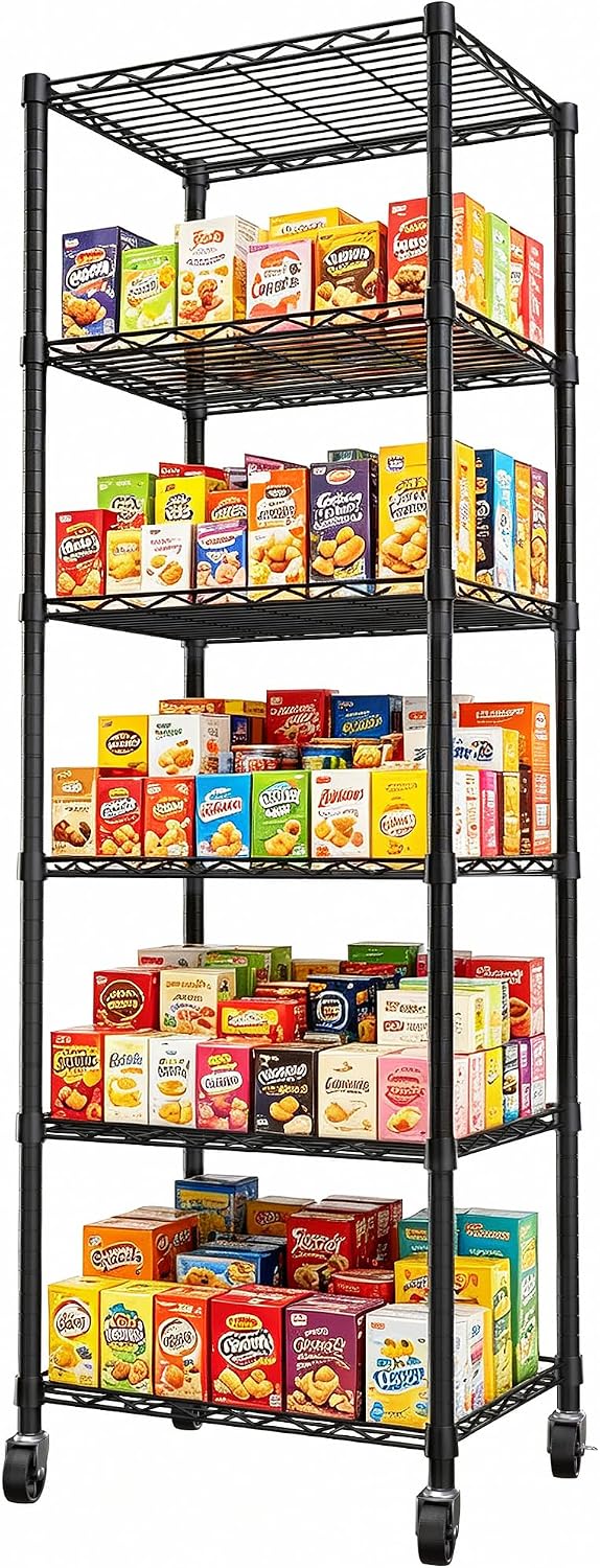6 Wire Shelving Steel Storage Rack Adjustable Unit Shelves for Laundry Bathroom Kitchen Pantry Closet(Silver, 11.7" D x 16.8" W x 63" H)