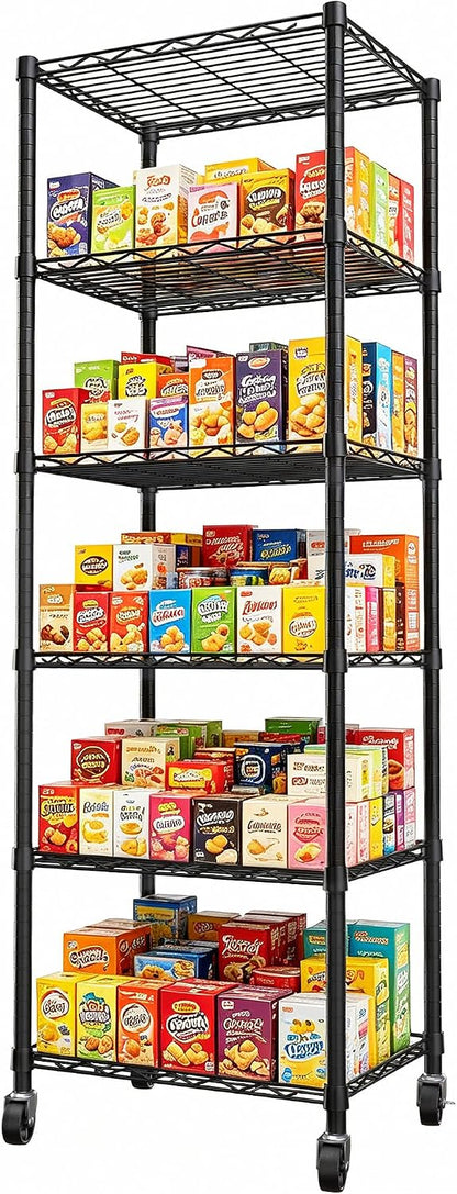 6 Wire Shelving Steel Storage Rack Adjustable Unit Shelves for Laundry Bathroom Kitchen Pantry Closet(Silver, 11.7" D x 16.8" W x 63" H)